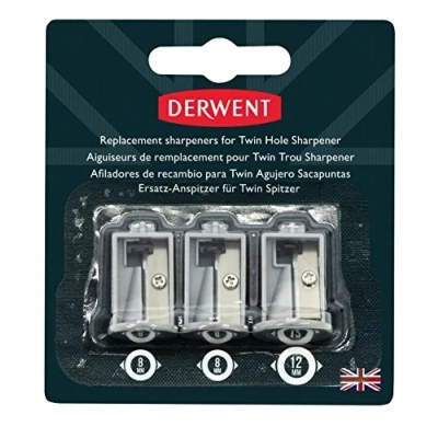 Image of Derwent Twin Hole Sharpener, Set of 3, Replacement Battery Operated , Professional Quality, 2302353