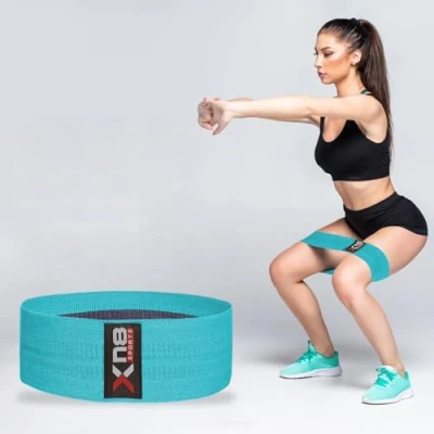 Image of XN8 Fabric Resistance Bands Exercise Loops Booty Non Slip Workout Band Set for Hips Glutes Legs Butt Fitness Yoga Pilates (Blue, M)
