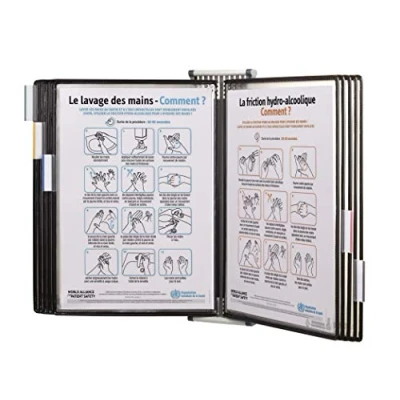 Image of Sterifold Display System Wall mounted Expandable with 10 Anti microbial Pivoting Pockets A4 Ref TAA414507