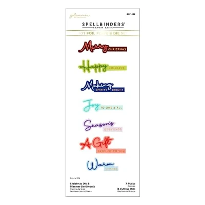 Image of Spellbinders Christmas Die &amp; Glimmer Sentiments Hot Foil Plate Set from The Classic Collection