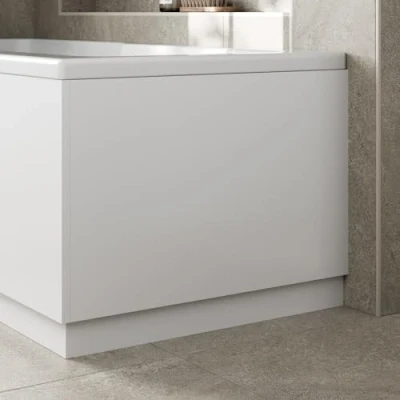 Image of Aurora® Modern 700mm End MDF Bath Panel 18mm Wooden Panels for Bathroom Baths Soaking Tubs, Adjustable Plinth, Easy to Cut, White Gloss