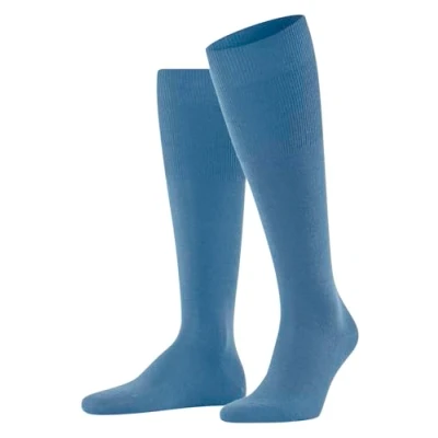 Image of FALKE Men&#039;s Airport M KH Wool Cotton Long Plain 1 Pair Knee High Socks, Blue (Sky 6868), 5.5 6.5