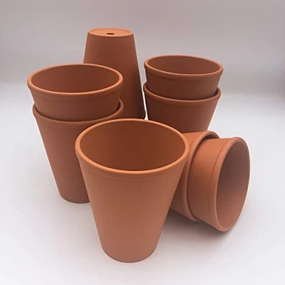 Image of Weston Mill Pottery [LT9] Terracotta Long Tom plant pots (pack of 10) 9 cm diameter