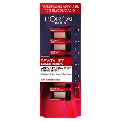 Image of L&#039;Oreal Paris Glycolic Acid Peel Revitalift Laser Renew, Peeling 10 Percent Serum Ampoules, 7 x 1 ml