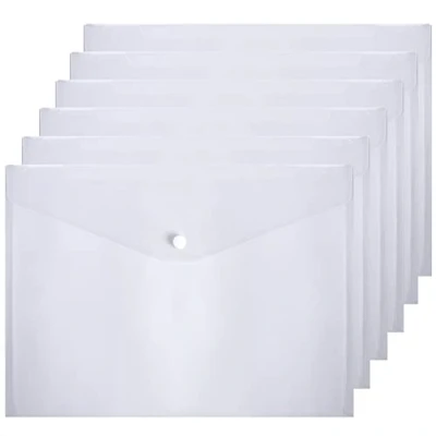 Image of Plastic Wallets A4 Clear Folders Document Files Popper with Button 36 Pack