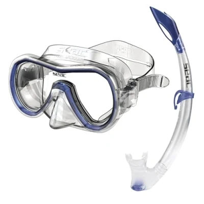 Image of SEAC Set Giglio MD Valve, Snorkeling with Underwater Mask and Snorkel Water Drain Valve for Boys Girls, Blue