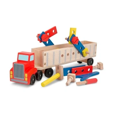 Image of Melissa &amp; Doug Big Rig Truck Wooden Building Set (22 pcs)