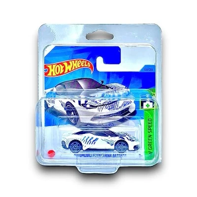 Image of Hot Wheels Automobili Pininfarina Battista (White &amp; Blue) 5/10 HW Green Speed 2023 108/250 (Short Card) COMES IN A KLAS CAR KEEPER PROTECTIVE COLLECTORS CASE HKK22