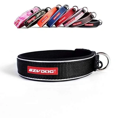 Image of EzyDog Classic Neo Dog Collar Reflective Small with Quick Release Buckle, For Small, Medium &amp; Large Dogs Supreme Comfort Soft Strong Nylon Webbing Black