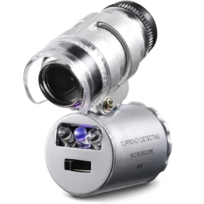 Image of MLMLH Mini Pocket Microscope, Portable 60X Magnifying Glass with LED UV Light, Jewellery Loupe for Biological Jewelry Coins Currency Stamps Antiques and Kids Gifts