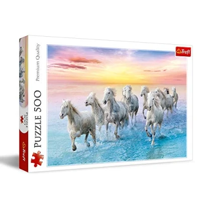 Image of Trefl 916 37289 Weiße Pferde im Galopp EA 500 Teile, Premium Quality, für Erwachsene und Kinder ab 10 Jahren 500pcs Galloping Horses, Coloured