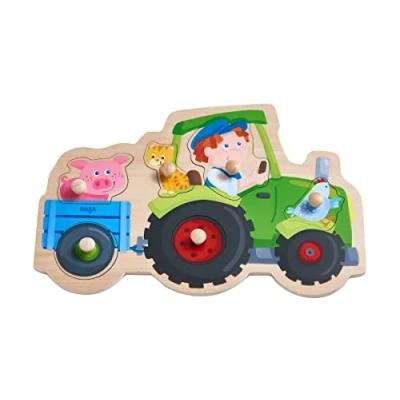 Image of HABA 305550 Greifpuzzle Lustige Traktorfahrt, ab 1 Jahr tractor Gripping Puzzle, Multicoloured, Medium