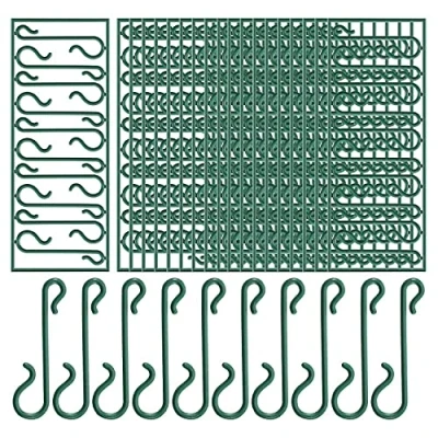 Image of CENMEN 50 Packs Plastic Green Bauble Hooks for Hanging Christmas Tree,Christmas Wreath,Ornament and Lights Hangers