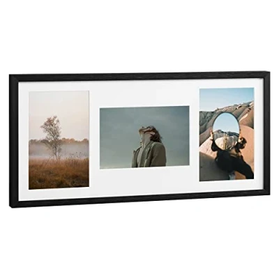 Image of Navaris Picture Frame for 3 Photos Multi Aperture Wall Hanging Photo or Postcard 6x4 (10x15cm) Pictures Collage