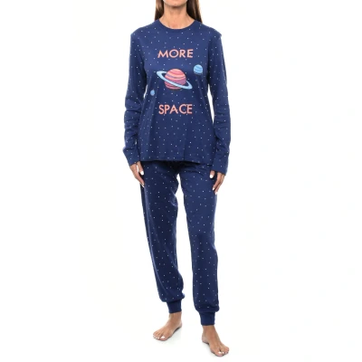 Image of Kisses&amp;Love KLP1 WoMens long sleeved winter pajamas Blue Size 3XL