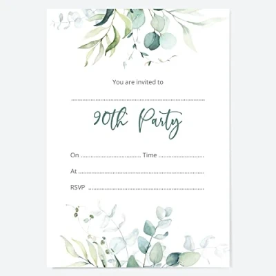 Image of Dotty about Paper 90th Birthday Invitations Eucalyptus Bouquet Pack of 10 (26 0077)