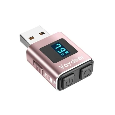 Image of Vaydeer Mouse Jiggler, Metal Mover with 2 Natural and Random Tracks, USB Wiggler Timer, Type C Jiggler to Keep Devices Active Pink