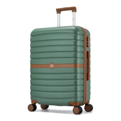 Image of Kono Medium Suitcase 24 inch Lightweight ABS + PC Hard Shell Trolley Case Travel Check in Luggage with 3 Digit Combination Lock Spinner Wheels (Green/Brown)