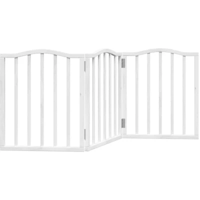 Image of vidaXL Dog Gate Foldable 3 Panels White 150 cm Poplar Wood