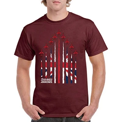 Image of Red Arrows UJ Formation Printed Crew Neck Cotton Workouts T Shirts for Men and Women, Classic Short Sleeve Outfits Casual Tee Tops, Maroon S