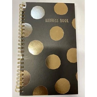 Image of Large Slim Spiral Bound Telephone Address Book A Z Contact Organiser (Gold Foil Leaves)