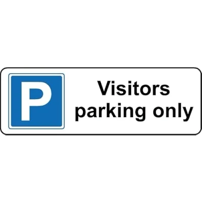 Image of Visitors Parking only Safety Sign (L) Self Adhesive Sticker (300mm x 100mm)