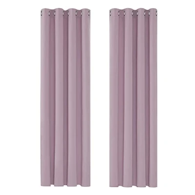 Image of Deconovo Blackout Curtains Super Soft Bedroom Thermal Insulated Energy Saving for Kids Pink Lavender 46x84 Inch 2 Panels