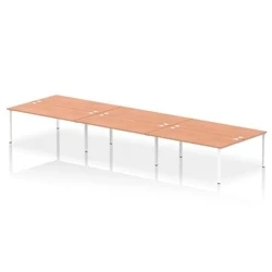 Image of Impulse Bench B2B 6 Person 1800 White Frame Office Desk Beech
