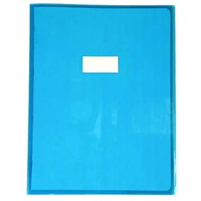 Image of Clairefontaine Ref 73402C Calligraphe PVC Exercise Book Protector Cover A4+ (240 x 320mm) in Size, Label Holder for Easy Identification Transparent Blue Colour