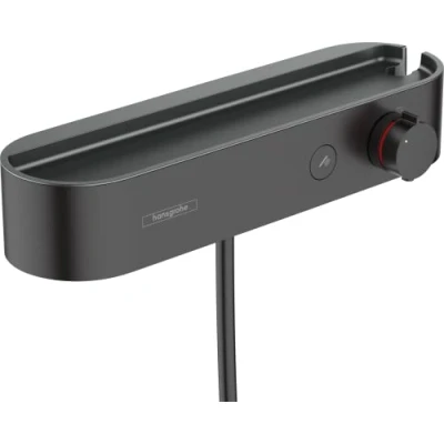 Image of hansgrohe ShowerTablet Select shower thermostat exposed, tap with safety stop at 40 C, for showers, mixer 1 function, matt black, 24360670