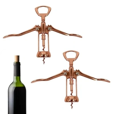 Image of Premium Twin Lever Corkscrew in Elegant Copper Finish Effortlessly Uncork Your Favorite Wines (2, Copper)