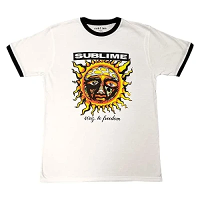 Image of Sublime Ringer T Shirt 40oz to Freedom Band Logo Official Unisex White S