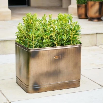 Image of Outdoor Hampton Rectangular Planter Metal L42 x W54 H42 cm Copper