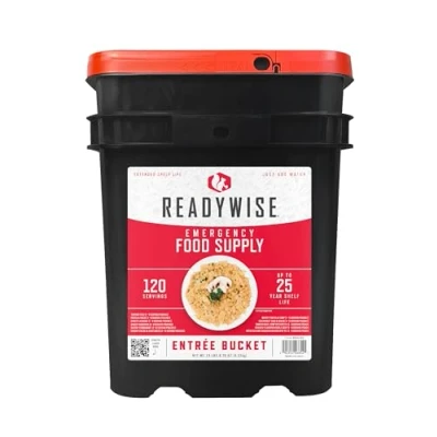 Image of ReadyWise, 120 Servings, Lunch &amp; Dinner Only, 13 Different Recipies, Grab Go Bucket, Freeze Dried, 25 Years Shelf Life, Emergency Food, 7 Days Food For 2 Persons, Weeks
