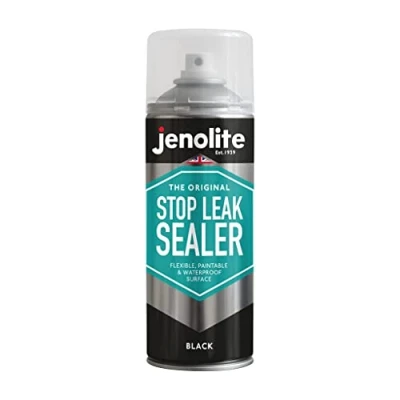 Image of JENOLITE Stop Leak Sealer Spray BLACK 400ml for Gutters and Flat Roofs Waterproof Gutter Sealant Fills, Seals &amp; Stops Leaks Long Lasting