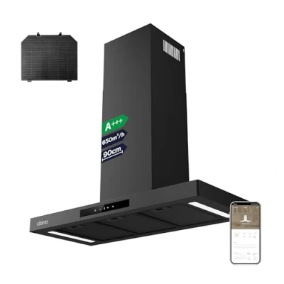 Image of Ciarra 90cm Cooker Hood CBCB9102P Smart App WIFI Touch Control 650m3/h Recirculating&amp;Ducting Wall Mount Kitchen Extractor Fan 4 Speed with Booster Function Dimmable LED Lights