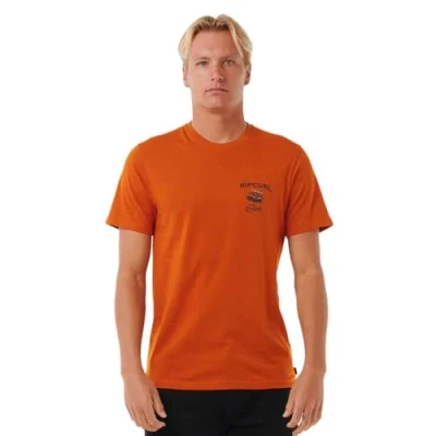 Image of RIP CURL Men&#039;s Search Trip Tee T Shirt Top Orange Amber