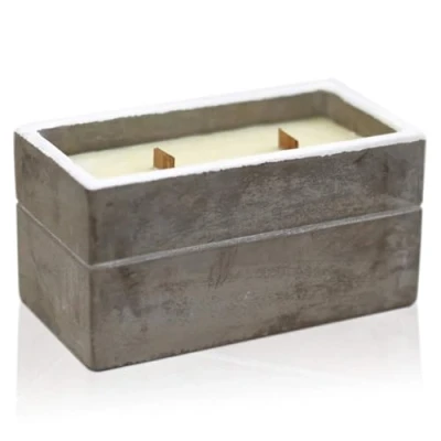 Image of Ancient Wisdom Large Wooden Wick Soy Candle in Concrete Spicy South Sea Lime