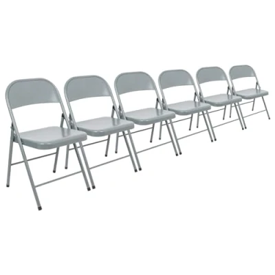 Image of Harbour Housewares Metal Folding Chairs Matt Grey Pack of 6