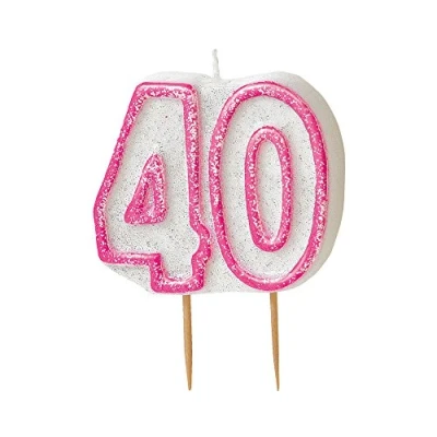 Image of Unique Party 34404 Glitz Pink 40th Birthday Candle
