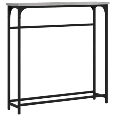 Image of vidaXL Console Table Grey Sonoma Engineered Wood Entryway Sofa with Metal Frame for Living Room, Hallway, Adjustable Feet Stability