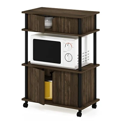 Image of Furinno Turn N Tube Toolless Storage Cart with Cabinet, Columbia Walnut/Black