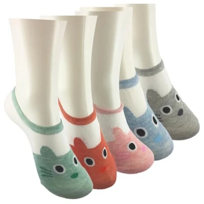 Image of Fuzzy Cactus Pack of 5 Cat Socks for Women UK Size 2 7 Kitten Cats Novelty