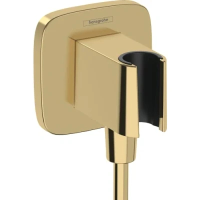 Image of hansgrohe 26887990 FixFit Q Wall Outlet with Shower Holder, Polished Gold Optic