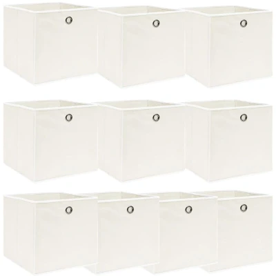 Image of vidaXL Storage Boxes 10 pcs White 32x32x32 cm Fabric