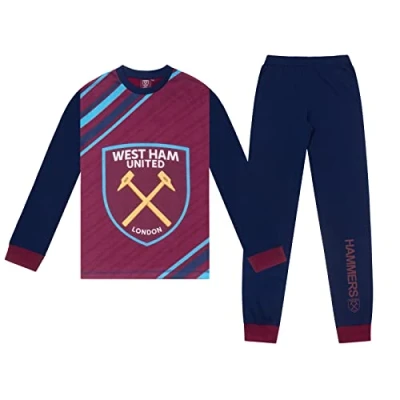 Image of West Ham United FC Official Gift Boys Long Sublimation Pyjamas Navy 5 6 Years