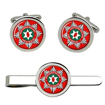 Image of Northern Ireland Fire and Rescue Service Cufflinks Tie Clip Set