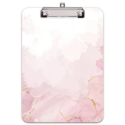 Image of Hnogri Plastic Clipboard A4, Fashion Design A4 Letter Size Clipboards &amp; Forms Holders for Office Supplies Lawyers,School Students and Kids, Low Profile Clip Cute Folder, Dream Pink