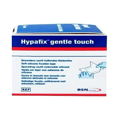 Image of Hypafix Gentle Touch 5cm x 5m Tape for Fragile Skin, 1 count, Sterile, Latex free, 0.08 grams, Polyethylene