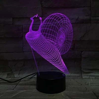Image of 3D Snail Night Light Touch Table Desk Lamp,7 Colors Optical Illusion Lights with Acrylic Flat &amp; ABS Base USB Charger for Christmas Gifts